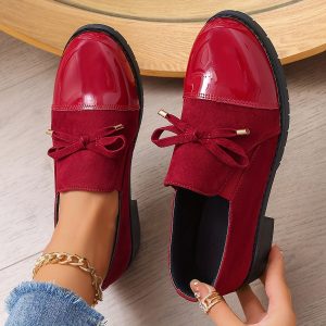 Women's Block Heel Bow Shoes, Single Strap with Embellishments, Elegant Bridal Shoes Suitable for Formal Occasions, Patent High-heeled Pumps, Women Shoes