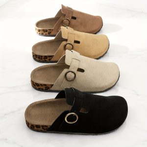 New Style Outdoor Slip-On Closed-Toe Slippers with Thick Soft Anti-Slip Soles, Vintage Style Slip-On Mules for Women, Round Toe with Thick Rubber Soles, Comfortable Footwear for Autumnu002FWinter, Plus Size Casual Mules, Women Shoes